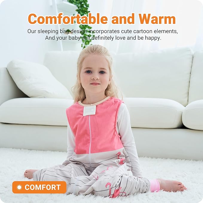 Infant Toddler Sleeping Bag, Baby Sleeping Sack Sleeveless 4 Season 1-3T, Flamingo