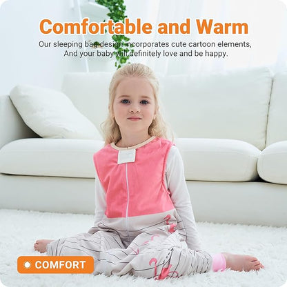 Infant Toddler Sleeping Bag, Baby Sleeping Sack Sleeveless 4 Season 1-3T, Flamingo