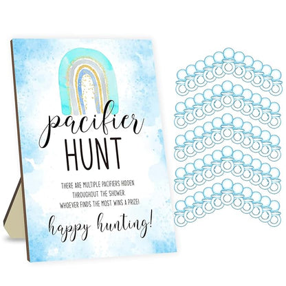 Pacifier Hunt Game for Baby Shower, Baby Shower Game Sets 50 Blue