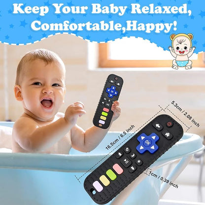 2-Pack Baby Silicone Teething Toys, Simulation TV Remote Control Shape Teether Toys for Toddlers 3-18 Months