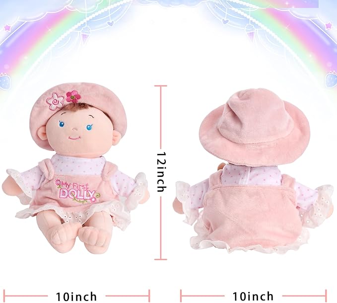 12" Soft Baby Doll Set，My First Baby Doll ，for Ages 1 Year