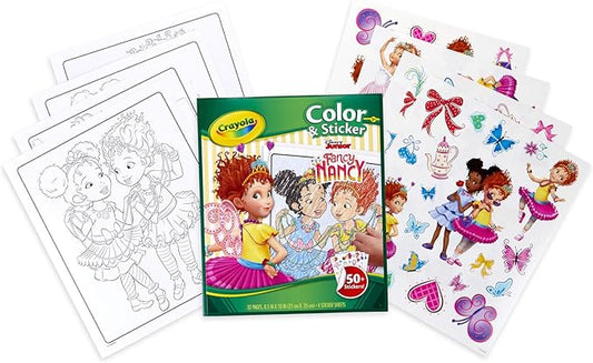 Crayola Fancy Nancy Coloring Pages & Sticker Sheets, Gift for Girls, Ages 3, 4, 5, 6, 7, Multicolor