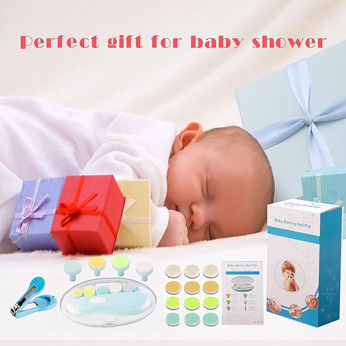 Baby Nail Trimmer Electric Nail File Baby Nail Clippers, 20 in 1 Safe Nail Filer Grinder Kit for Newborn Infant Toddler Kids or Adults Toes Fingernails Care Trim Polish, Led Light and Grinding Heads