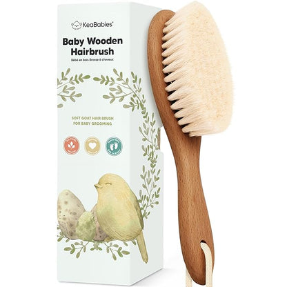 KeaBabies Hair Brush - Soft Goat Bristles Baby Brush, Cradle Cap Brush