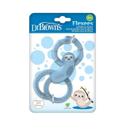Dr. Brown's Flexees Blue Sloth, Soft 100% Silicone Baby Teether 3m+