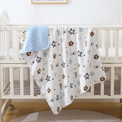 DaysU Silky Micro Soft Plush Baby Blankets for Girls with Print Animal Pattern and Soothing Raised Dots, Double Layer Bed Throws for Baby Crib 30x40 Inches