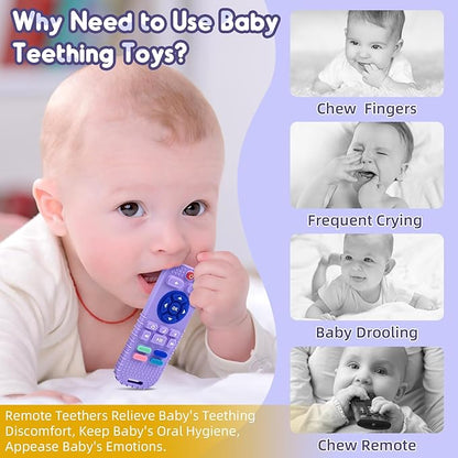 AiTuiTui Baby Teether for Teething Relief Baby Toys 3 6 9 12 Months, Silicone Baby Teether Toy for Babies Remote Control Newborn Infant Boy Girl Autism for Baby Gifts
