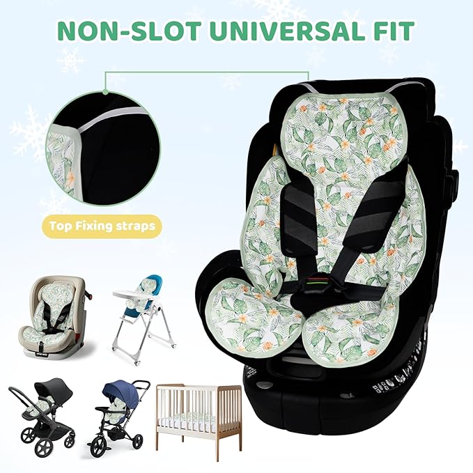 KAKIBLIN Baby Car Seat Cooling Pad,Universal Double Sided Ice Car Seat Cooler Pad for Baby Children and Kids,Durable Gel Babies Cooling Mat Cushion for Stroller,Chair,Keep Cool in Summer (Green Plant)