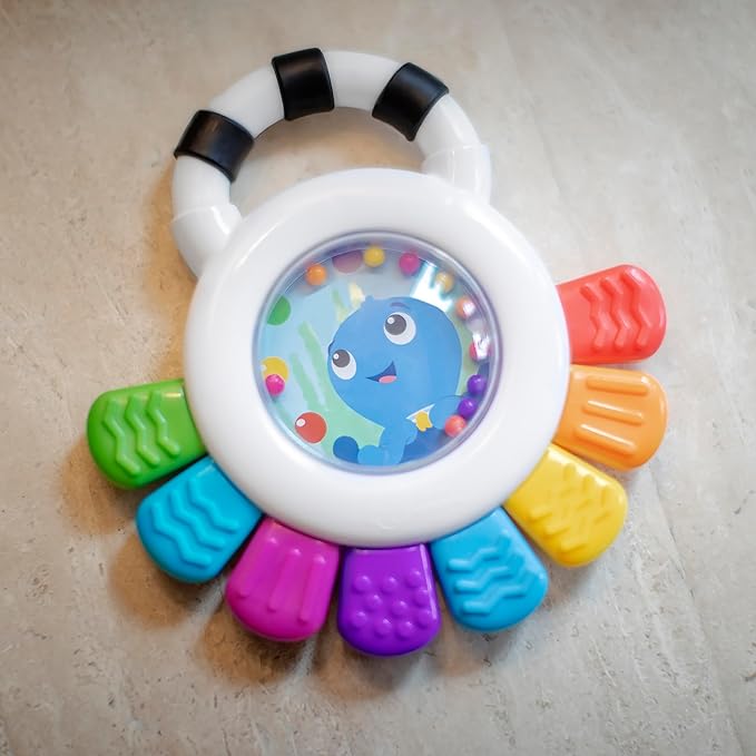 Baby Einstein Outstanding Opus The Octopus Sensory Rattle & Teether Multi-Use Toy, BPA Free & Chillable 3 Months