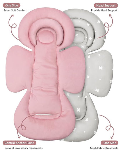 Infant Car Seat Insert with Extra Cushion for Preemie to Infants, Reversible Newborn Carseat Insert Head Support, Fits for Stroller, Baby Swing, Rocker, Bassinets, Pushchair (Pink)