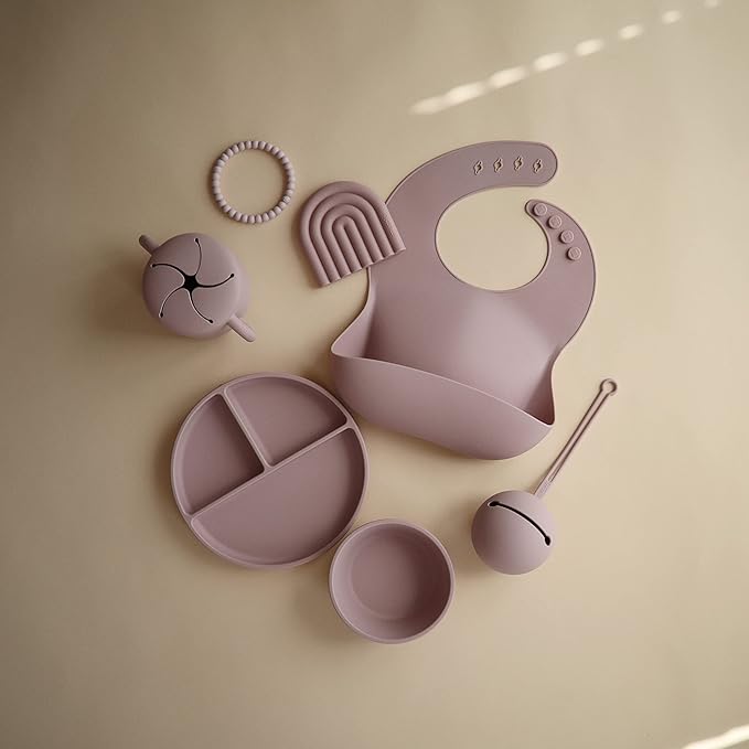 mushie Silicone Suction Bowl | BPA-Free Non-Slip Design (Soft Lilac)