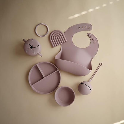 mushie Silicone Suction Bowl | BPA-Free Non-Slip Design (Soft Lilac)