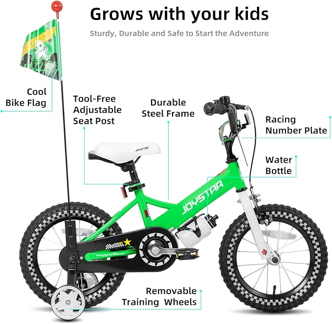 JOYSTAR Little Daisy Kids Bike for Girls Boys Ages 2-7 Years, 12 14 16 Inch Girls Bikes with Doll Bike Seat & Streamers