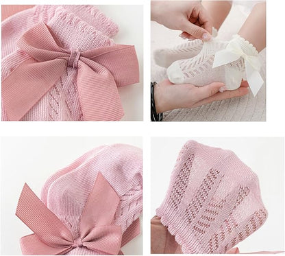 Baby Girls' Socks Toddler Ankle Socks Infant Princess Bow Mesh 5 Pairs