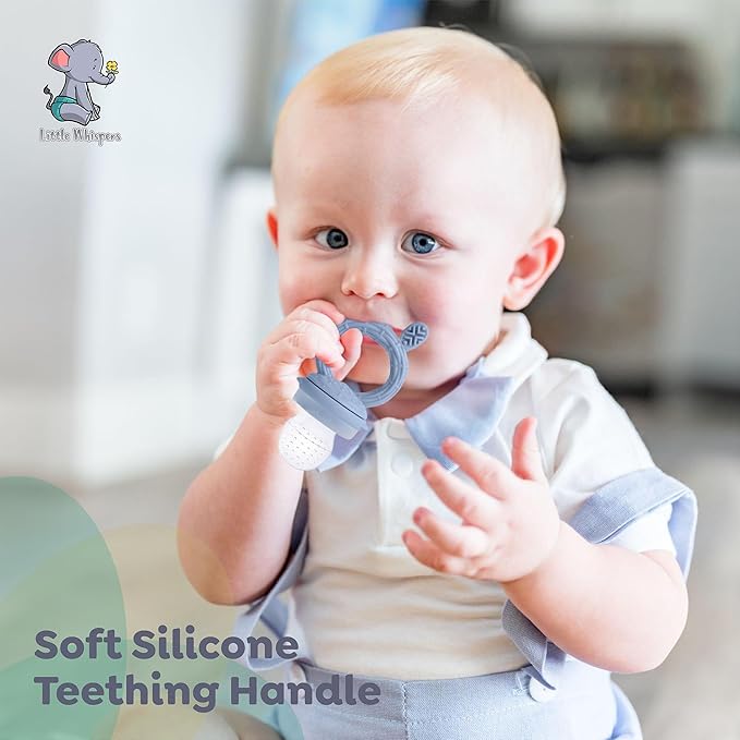 LittleWhispers Baby Teether Feeding Pacifier - Infant Fruit Feeder (Blue