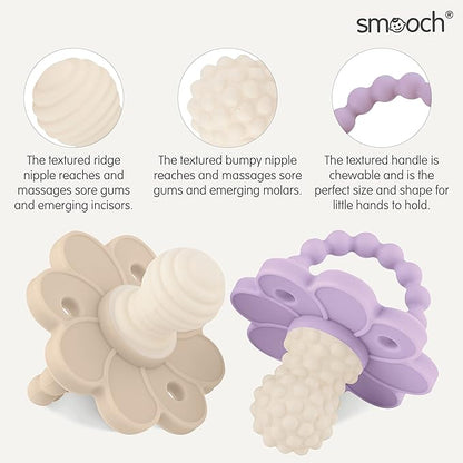 Soothipop Silicone Pacifier Teething Toys for Babies 0-6 Months 12, 18 Months - (2 Pack) Pacifier Shaped Baby Teether