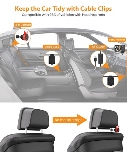 4.5'' HD 1080P USB Car Baby Camera with Night Vision, 360° Adjustable Rear-Facing Mirror,Plug & Play Vehicle Backup Monitor for Child Safety