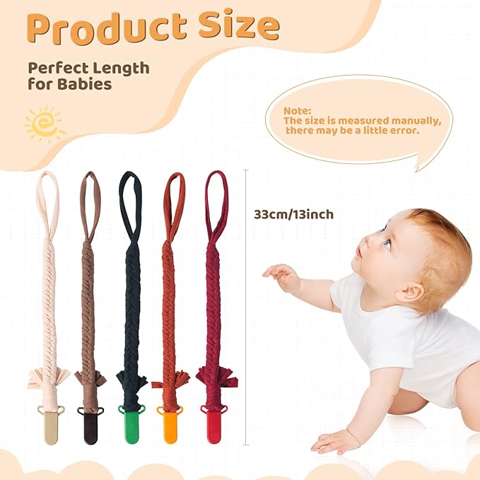Pacifier Clip for Boys Girls Pacifier Holder Leash Boho Plastic