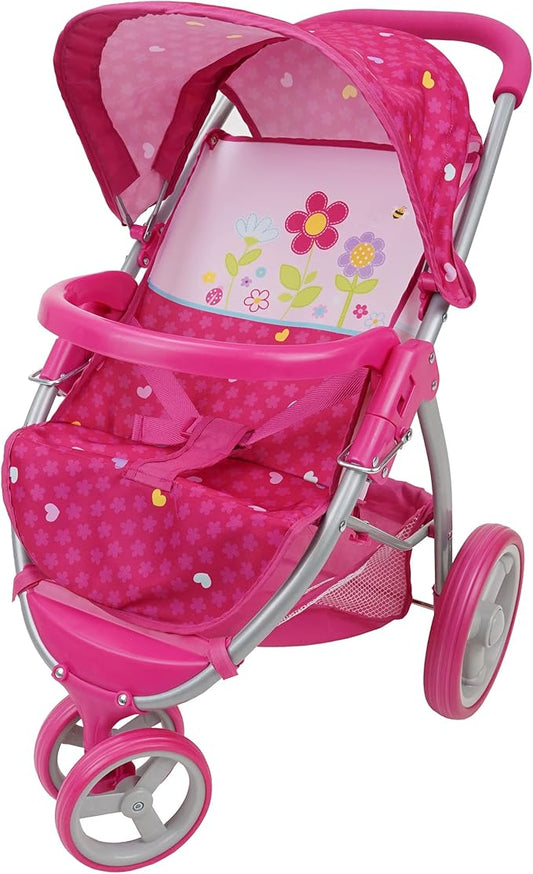 509 Crew Garden Doll Jogger Stroller - Kids Pretend Play, Front Bumper Bar 3+