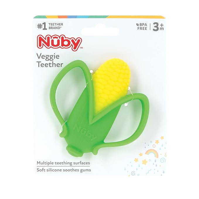 Nuby Veggie Teether for Teething Relief - Soft Baby Teething Toy 3+ Months