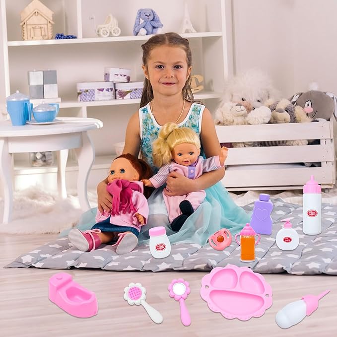 SOTOGO 34 Pieces Baby Doll Accessories Baby Doll Feeding and