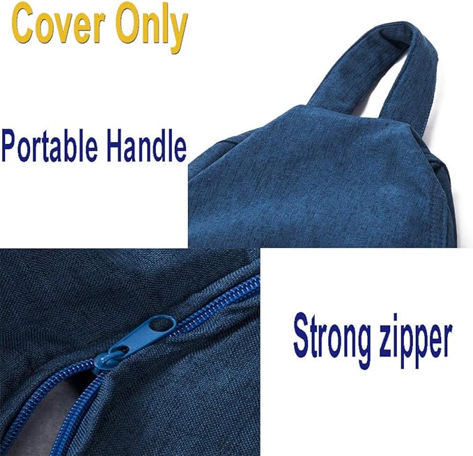 WAQIA Stuffed Animal Storage Bean Bag Chair Cover (No Filler) - Stuffable Zipper Beanbag Cover-Cotton Linen Memory Foam Beanbag Replacement Cover for Adults and Kids Without Filling