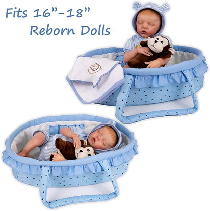 Aori 9 Pcs Reborn Baby Dolls Outfit Set with Bassinet 16-18 Inch