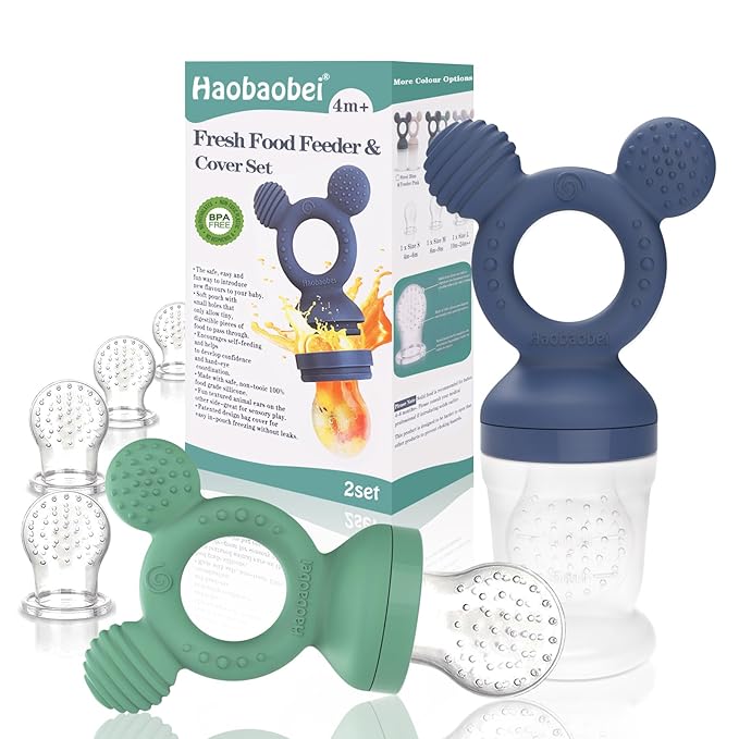 Baby Fruit Feeder, Frozen Teething Toys for Babies 4 Extra 2-Pack (Blue