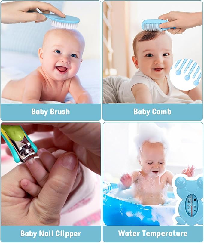 Baby Healthcare and Grooming Kit, Electric Safety Nail Trimmer Baby Nursery Kit, Newborn Care Kits with Hair Brush Comb for Newborn Infant Toddlers Baby Boys Girls Kids, Baby Shower Gifts