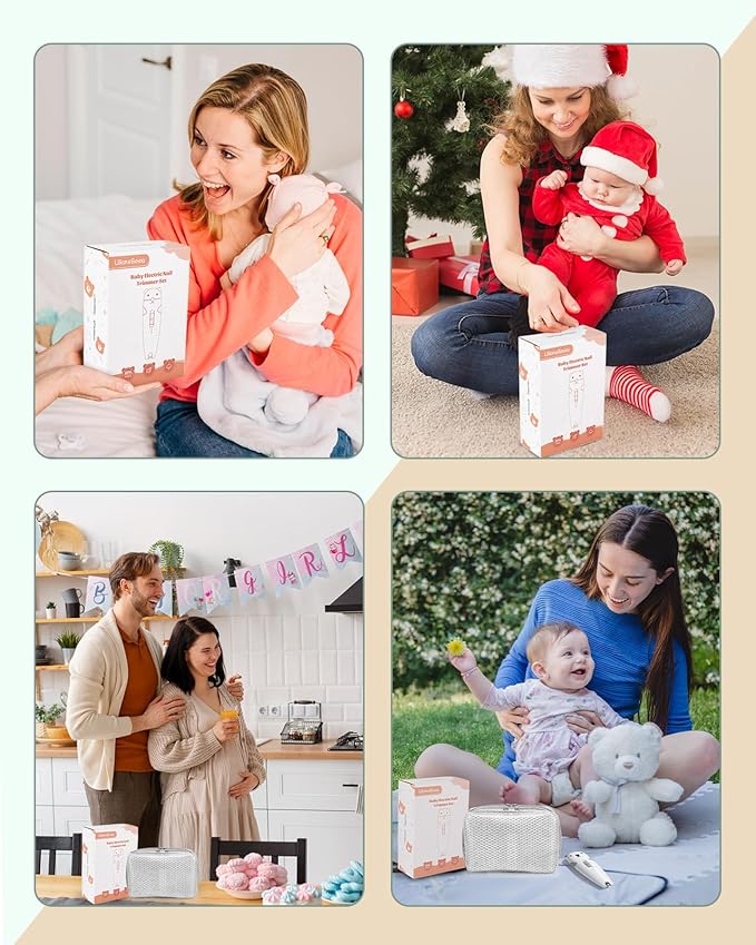 Lilian&Gema Baby Healthcare and Grooming Kit, 28-in-1 Rechargeable Nail Trimmer Electric Set, Dual Auto Light Baby Nail Care Kit, Portable Newborn Nursery Health Care Set for Infant Toddlers Boy Girl