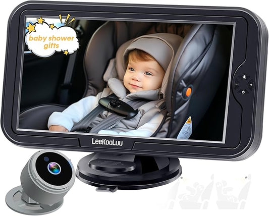 Baby Car Camera for Backseat 1080P - HD Crystal Night Vision, Easy to Install, 360° Rotation, Protect Baby's Eye, Perfect for Grey Car Interiors, Rear Facing Backseat Camera for Newborn, Infant, Kids