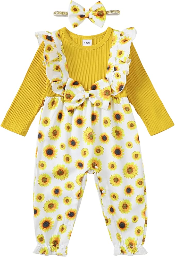 Newborn Baby Girls One Piece Romper Jumpsuit Cute Floral Print