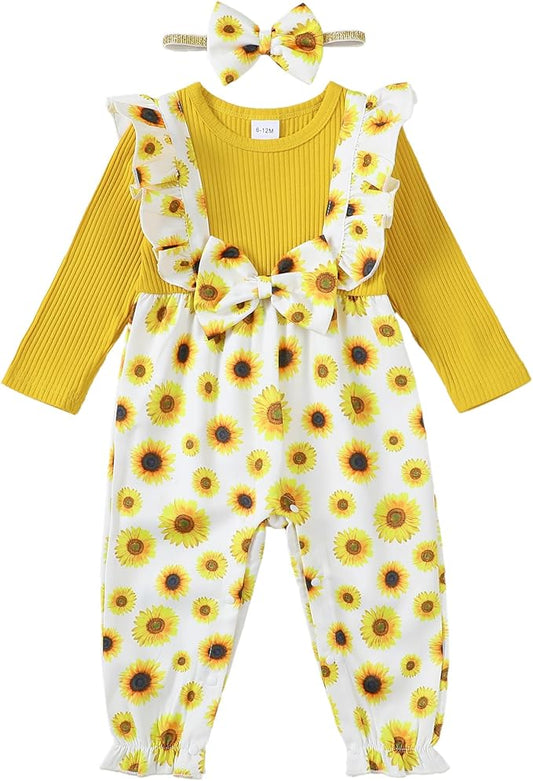 Newborn Baby Girls One Piece Romper Jumpsuit Cute Floral Print