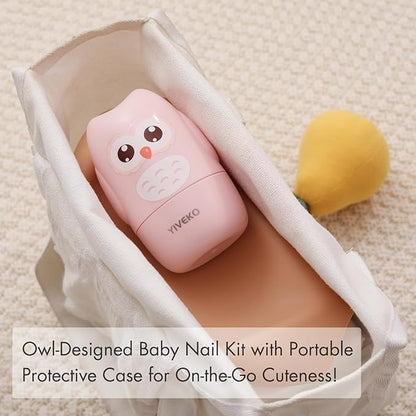 Baby Nail Kit, 4-in-1 Baby Nail Care Set with Cute Case, Baby Nail Clipper, Scissor, Nail File & Tweezer, Baby Manicure Kit and Pedicure kit for Newborn, Infant, Toddler, Kids-Owl Blue