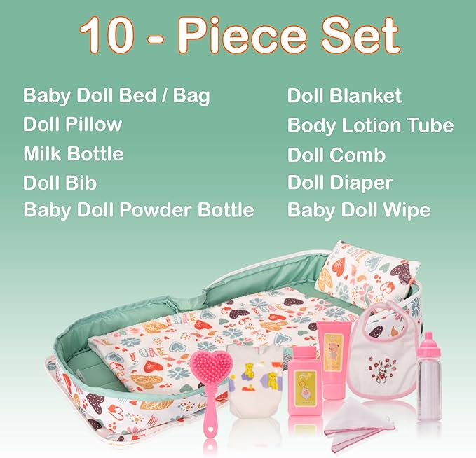 Baby Doll Bed - Portable Doll Bassinet 21 inches