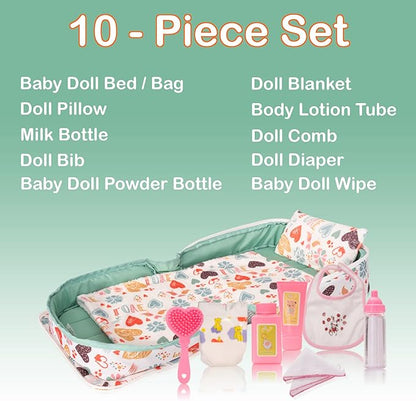 Baby Doll Bed - Portable Doll Bassinet 21 inches