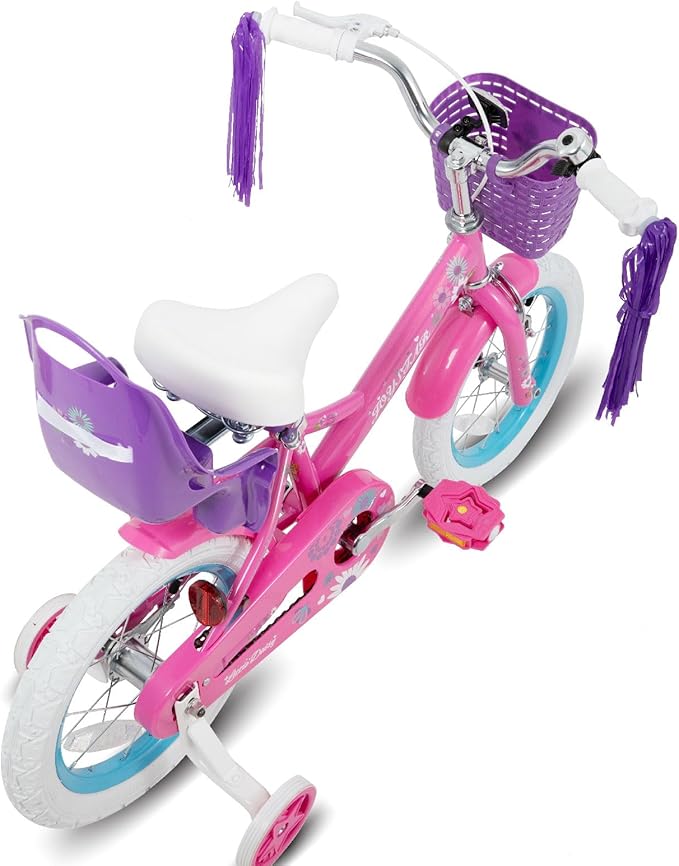 JOYSTAR Little Daisy Kids Bike for Girls Boys Ages 2-7 Years, 12 14 16 Inch Girls Bikes with Doll Bike Seat & Streamers
