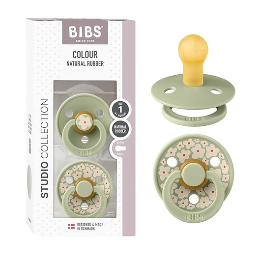 BIBS Pacifiers - Colour Studio 2 Pack | Round Nipple Baby Pacifier 0+ Months