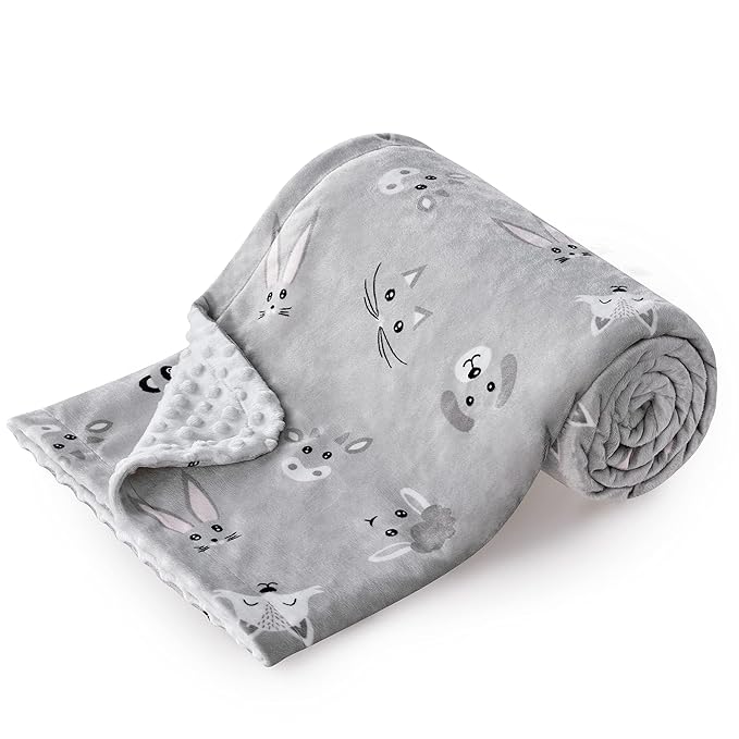DaysU Silky Micro Soft Plush Baby Blankets Unisex with Print Animal Pattern and Soothing Raised Dots, Double Layer Bed Throws for Baby Crib 30x40 Inches