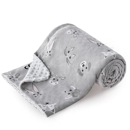 DaysU Silky Micro Soft Plush Baby Blankets Unisex with Print Animal Pattern and Soothing Raised Dots, Double Layer Bed Throws for Baby Crib 30x40 Inches