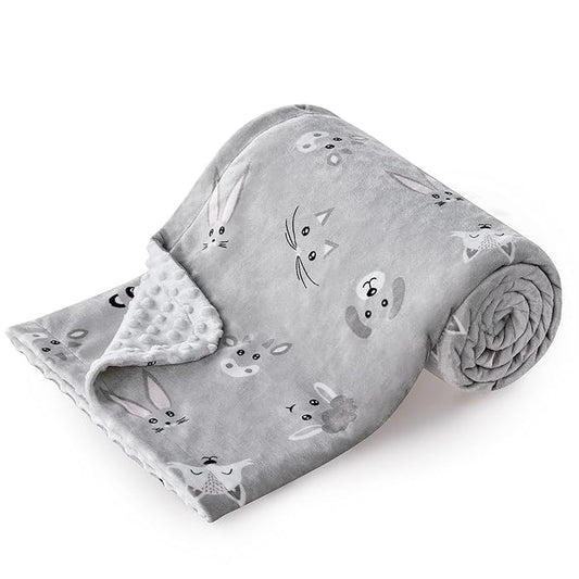 DaysU Silky Micro Soft Plush Baby Blankets Unisex with Print Animal Pattern and Soothing Raised Dots, Double Layer Bed Throws for Baby Crib 30x40 Inches
