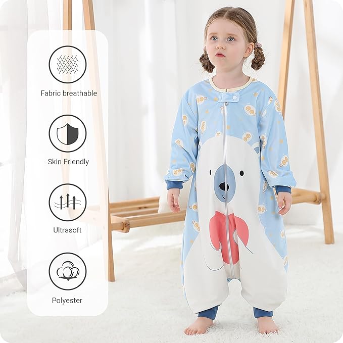 Baby Sleeping Sack Sleeveless, Toddler Sleeping Bag with Legs