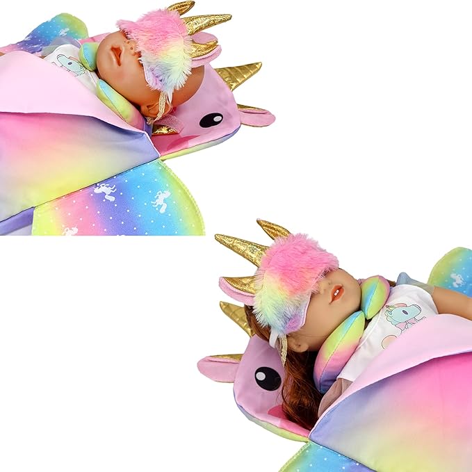 SOTOGO 4 Pieces Doll Sleeping Bag for 14 -17 Inch New Born Baby Dolls,15 Inch Baby Doll and American 18 Inch Doll