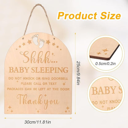 Baby Sleeping Sign for Front Door, 11.81x9.84" Do Not Knock