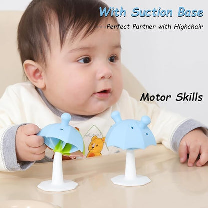 Umbrella Baby Teether with Suction Base, Keeping Babys Busy 0-6 Months, 6-12 Months 12-24 Months,