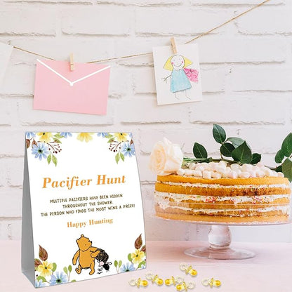 Winnie Mini Pacifiers Baby Shower Game, Pacifiers Hunt Sign 50Pcs Yellow 8 * 10IN