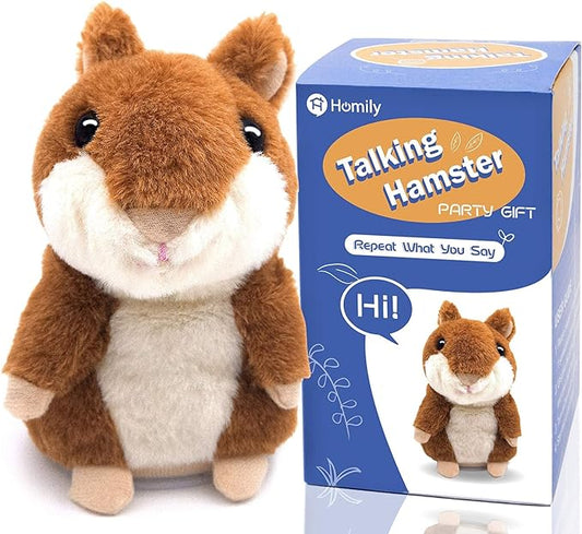 HOMILY Talking Hamster, Repeats What You Say Plush Animal Toy Electronic Hamster Mouse for Boys