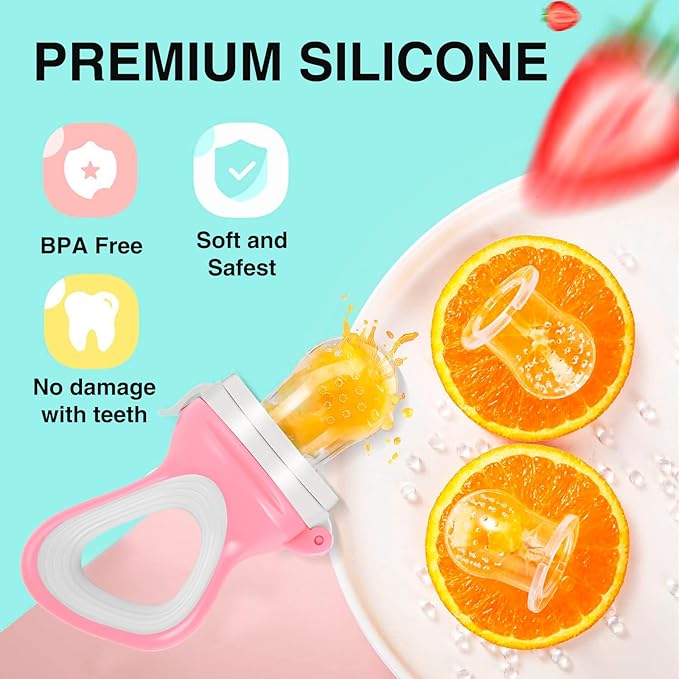 Baby Solids/Frozen Fruit Feeder Pacifier, Infant Teether Toy 4M+ 2-Pack (Candy