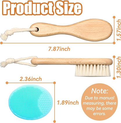 Wooden Baby Hair Brush and Comb Set, 2Pcs Natural Soft Goat Bristles Brush with Baby Shower Scrubber Perfect Scalp Grooming Product for Newborn, Toddler, Infant (Green)