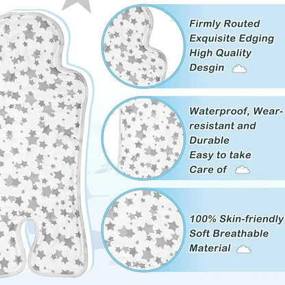 Qunclay 2 Pcs Gel Car Seat Cooler Pad for Baby Cooling Pad for Stroller Breathable Universal Car Cooler Mat Multifunctional Baby Stroller Seat Liner Cushion Chair(Gray Star)